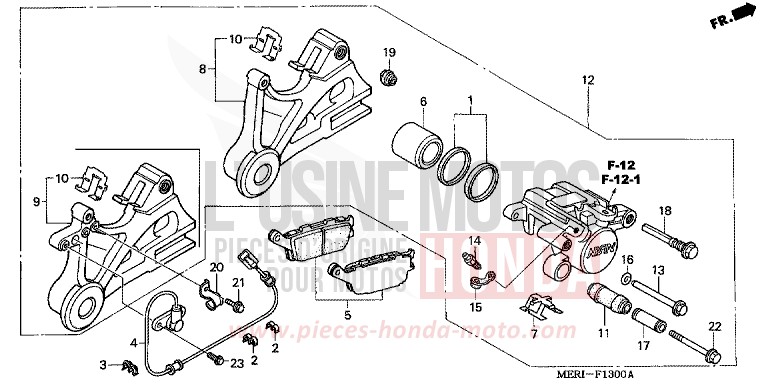HINTERRAD-BREMSSATTEL von CBF600S ABS FORCE SILVER METALLIC (NH411) von 2004